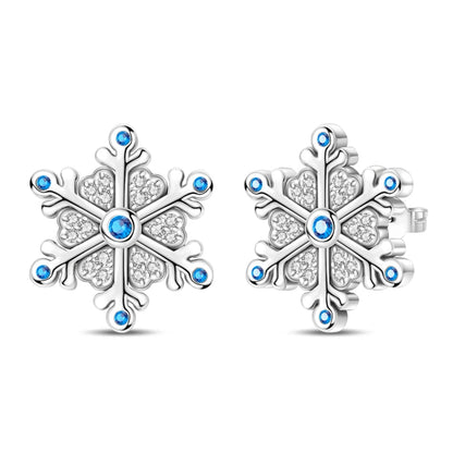 Kerst oorbellen 925 zilver sneeuwvlok met fonkelende zirkonia
