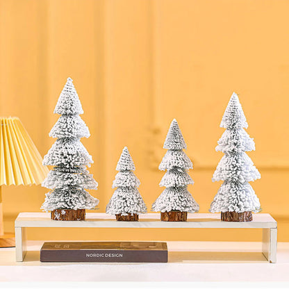 Kerst lamp mini kerstboom met witte dennennaalden voor tafel en raamdecoratie