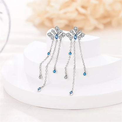 Kerst oorbellen 925 zilver sneeuwvlok met fonkelende zirkonia