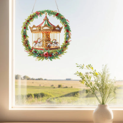 Diamond Painting Kerstkrans hanger raamdecoratie acryl met strass steentjes