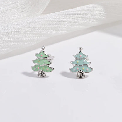 Zilveren Kerst oorbellen kerstboom kers aardbei studs feestelijke accessoires