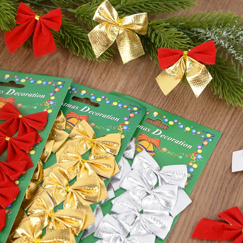 Kerstboom ornamenten rode, zilveren en gouden strikjes set 12/24 stuks