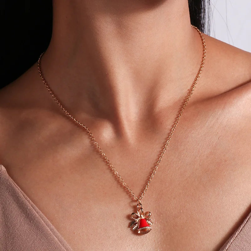 Kerst Ketting met Rendier, Belletjes en Kerstboom Hanger – Feestelijke Sieraden voor Dames