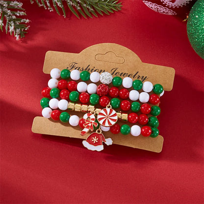 Kerst armband set met kralen, strass en feestelijke resin bedels
