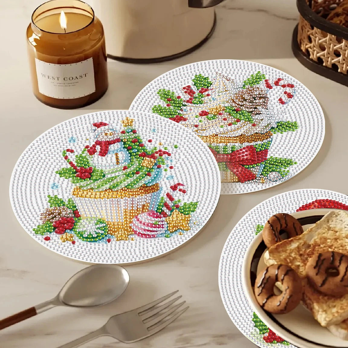 Diamond Painting Placemat Cupcake Set – Creatieve Tafelmatten voor Decoratie