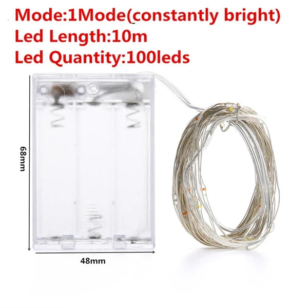 Kerst Lichtsnoer 1 Stuks LED Draadlamp op Batterijen – Waterdicht voor Buiten