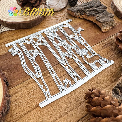 Snijmal Winterbos met herten konijn en vogels decoratief embosmal