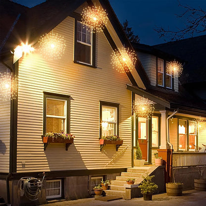 Solar Kerst verlichting vuurwerk buiten – 200 LED koperdraad lichtsnoer met 8 standen