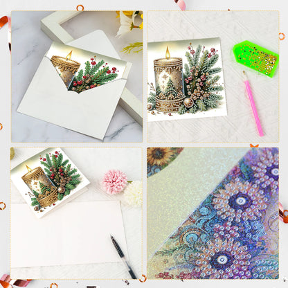 Diamond Painting Kerstkaarten set – 6 luxe kerstkaarten met enveloppen