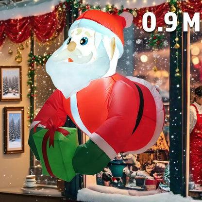 Opblaasbare kerstbeer met beweegbare kop en LED-verlichting voor buiten