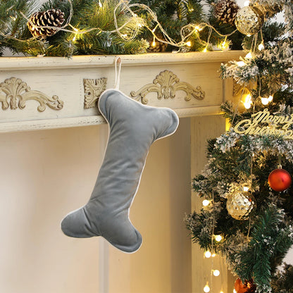 Kerst sok decoratief voor hond in fluweel botvorm luxe cadeauzak