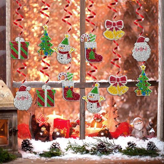 Diamond Painting Kersthangers Acryl Set van 12 Stuks – Feestelijke Decoratie - XZ004