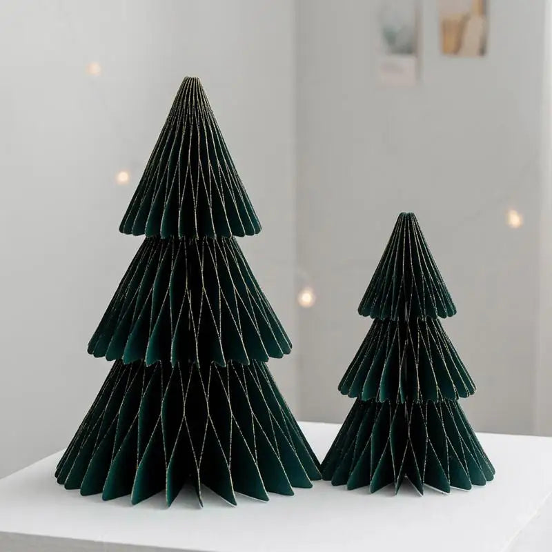 Opvouwbare Kerstboom - Set van 2 Papieren Mini Bomen - Origami Decoratie