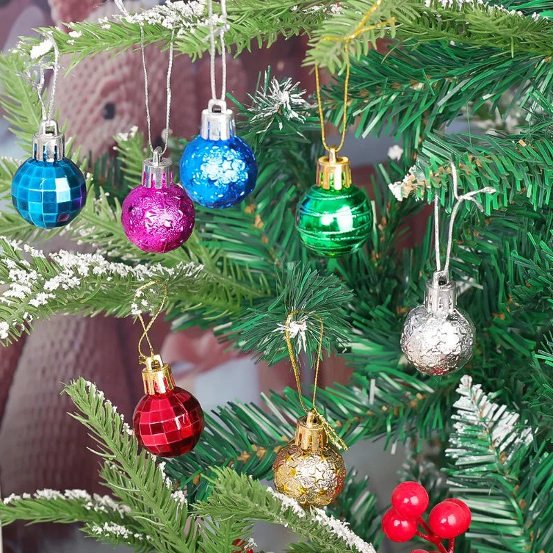Kerstballen set mini 3CM – kleurrijke kerstdecoratie voor boom en huis