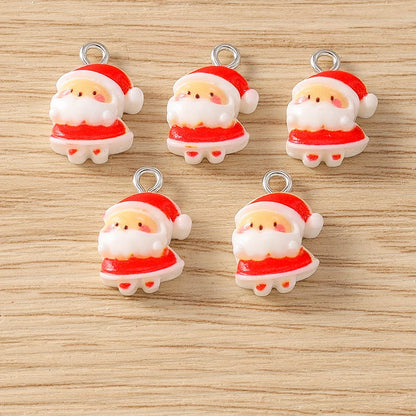 Kersthangers voor ketting of armband – 10 schattige hars bedels met kerstman en rendier