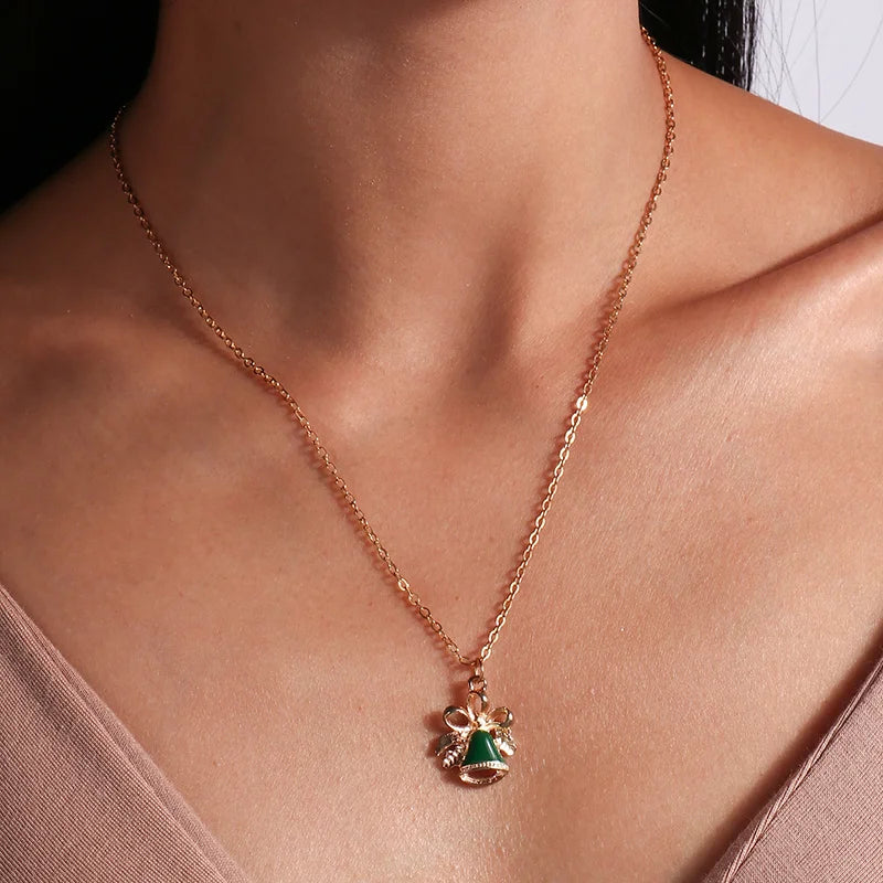 Kerst Ketting met Rendier, Belletjes en Kerstboom Hanger – Feestelijke Sieraden voor Dames