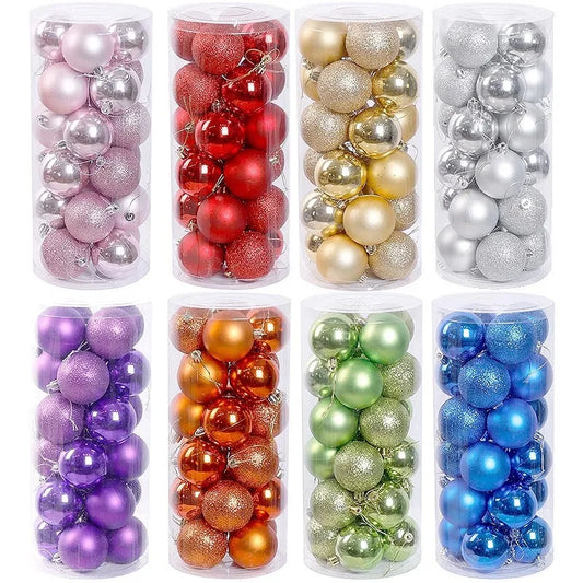 Kerstballen set 24 stuks – stevige kunststof ballen in effen kleuren