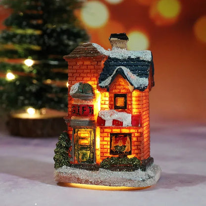 Verlicht Kerst figuur sfeervol huis met warm wit licht voor feestelijke decoratie