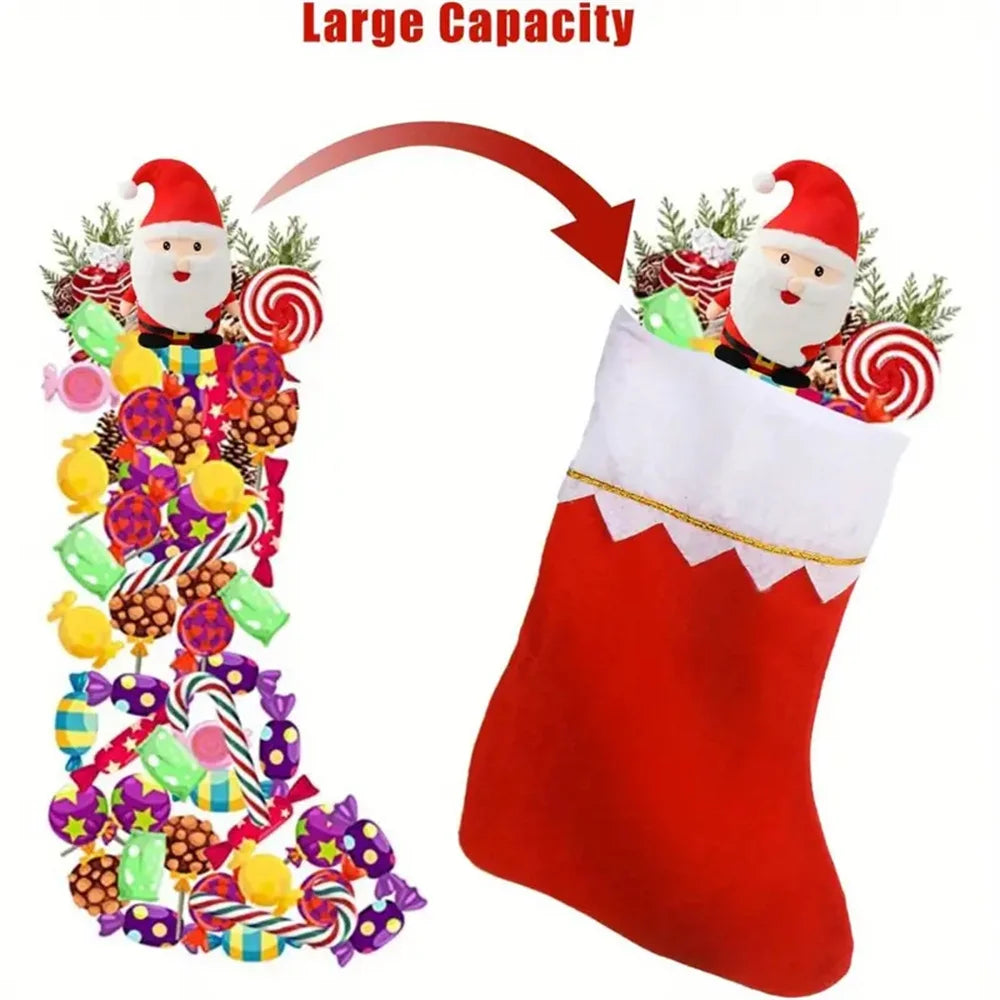 Kerst sok (decoratief) rood vilt met gouden rand – feestelijke haarddecoratie - 10-20 stuks