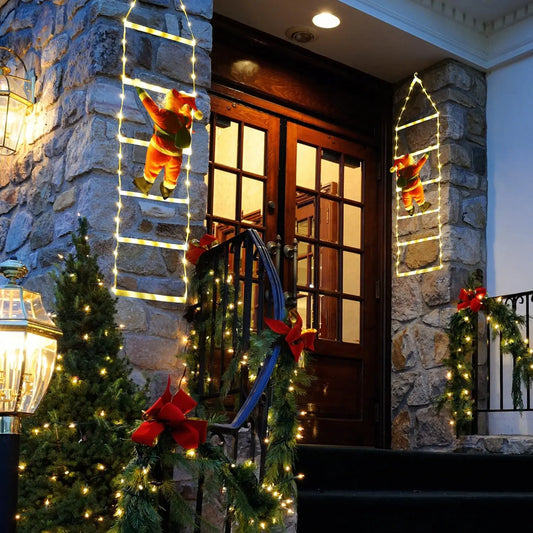 Kerst LED Klimmende Kerstman op Ladder met Verlichting voor Binnen Decoratie