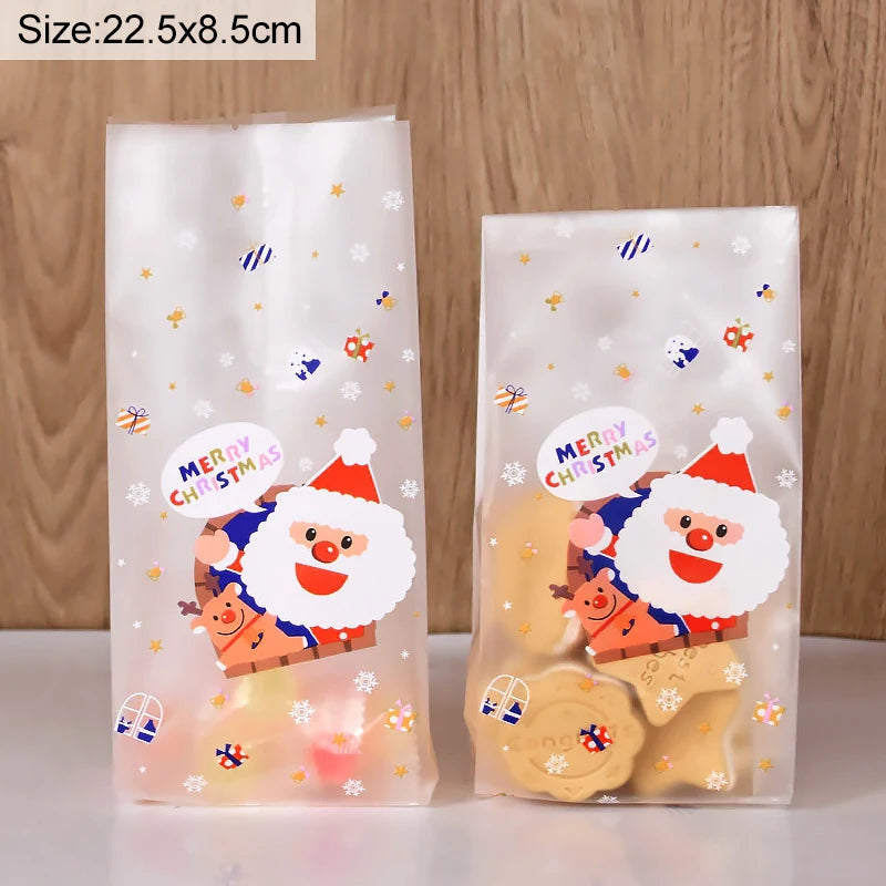 Kerst cadeau verpakking – Sneeuwpop koekjeszakjes met kerstboom en sneeuwvlok motief