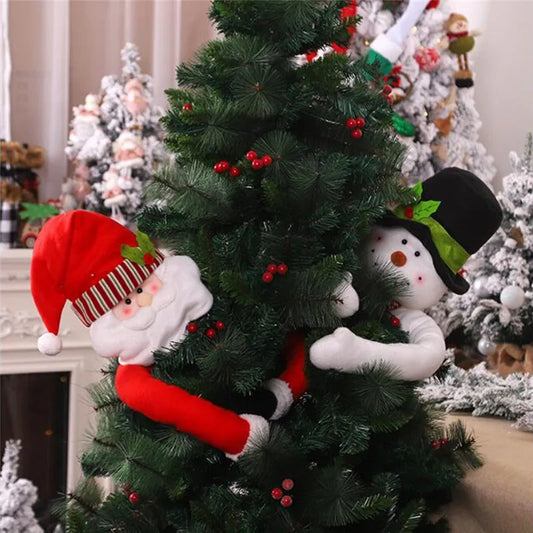 Kerst pop knuffel 105cm kerstman en sneeuwpop boomdecoratie feestelijk