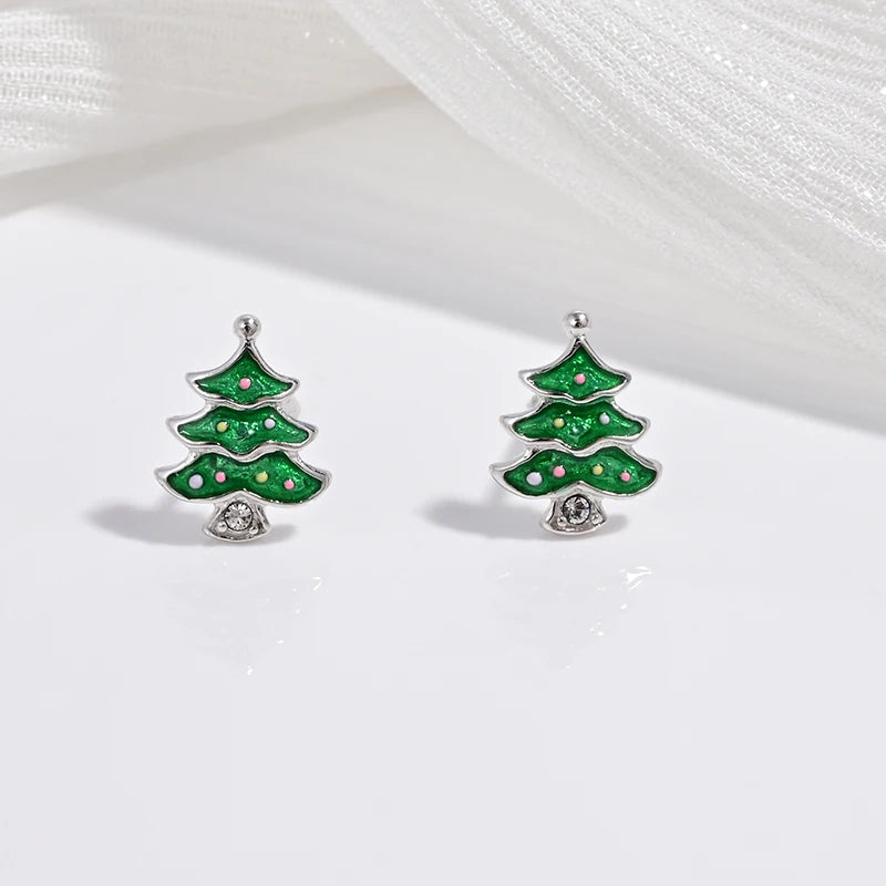 Zilveren Kerst oorbellen kerstboom kers aardbei studs feestelijke accessoires