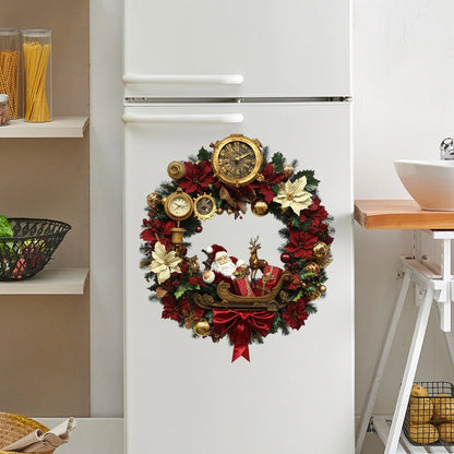 Kerst krans deursticker met Kerstman en vrolijke Kerstversiering