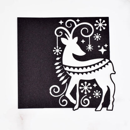 Snijmal kerst hert achtergrond voor kaarten en scrapbooking