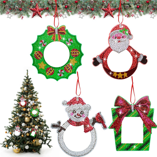 Diamond Painting Kersthangers fotolijst kerstdecoratie set 4 stuks - SDZ001