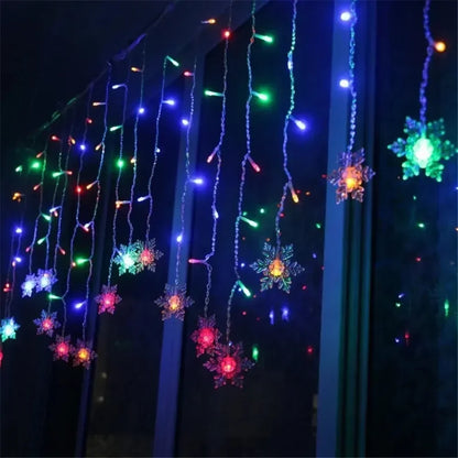Kerst lichtgordijn sneeuwvlok, ster of ijspegel LED raamverlichting met 8 lichtstanden