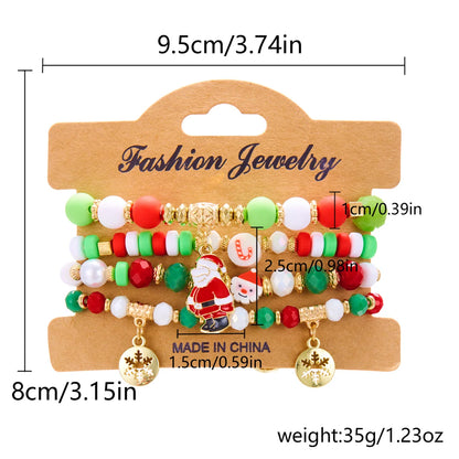 Kerst armband set met kerstboom rendier en kerstman kralen (4 stuks)