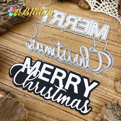 Snijmal Merry Christmas tekst voor kaarten en scrapbooking