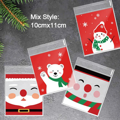 Kerst cadeauverpakking – 100 stuks zelfklevende snoep- en koekzakjes voor feestelijke traktaties