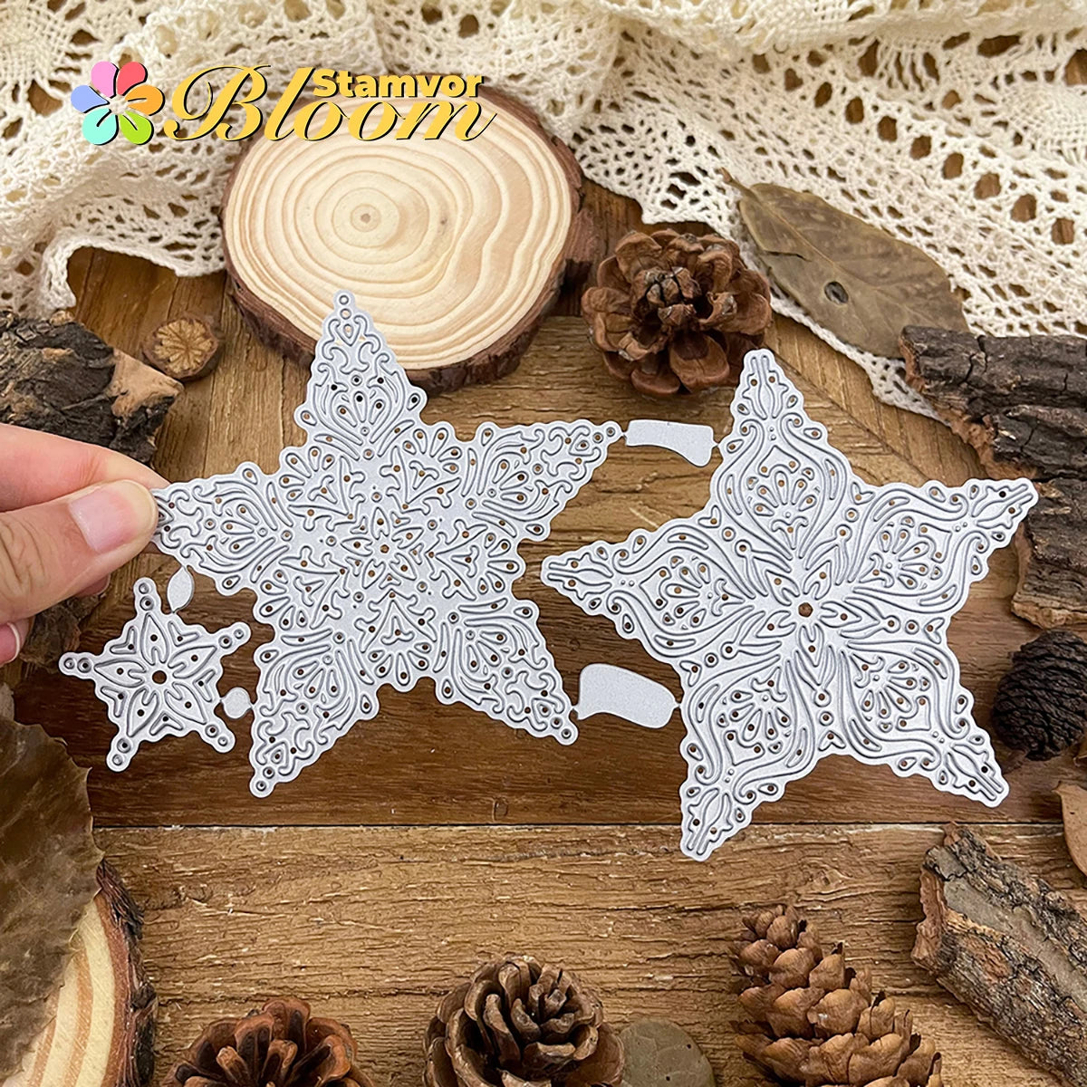Snijmal Kerst Sterren Kant Hollow Metalen snij mal voor Scrapbooking