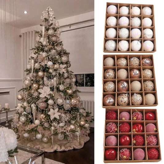 Kerstballen set 16 stuks – Champagne, Rood & Goud – 6 cm