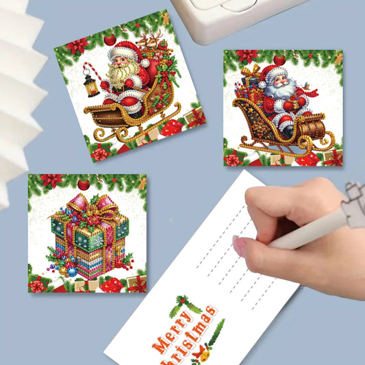 Diamond Painting Kerstkaarten dieren – set van 12 kerstkaarten met steentjes