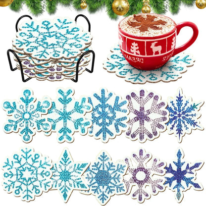 Diamond Painting Onderzetters Kerst – Set van 10 met Houder