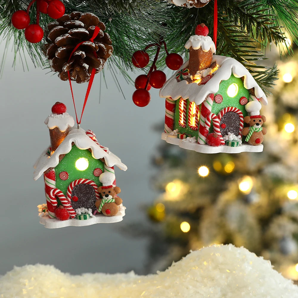 Kerst LED Hanger Peperkoekhuis met sneeuwpop of Kerstman Ornament