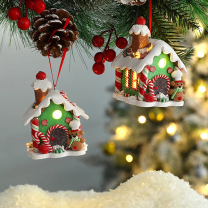 Kerst LED Hanger Peperkoekhuis met sneeuwpop of Kerstman Ornament