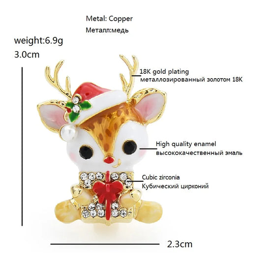 Kerst broche rendier emaille pin – feestelijke dieren speld voor dames