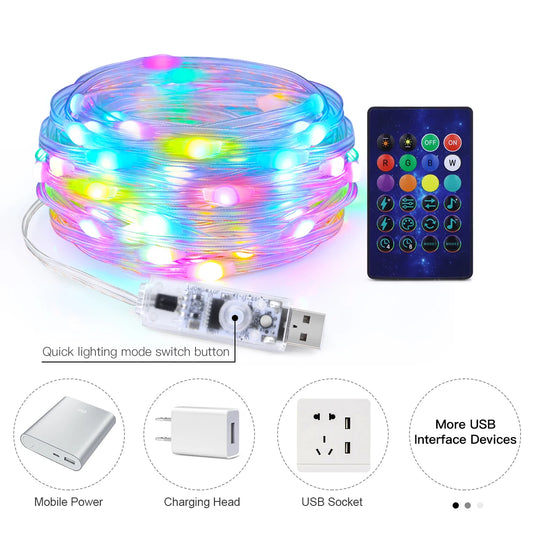 Slimme Kerstverlichting met Bluetooth – USB LED Sfeerverlichting RGBIC, IP65 Waterdicht, App Bediening (2M-20M)