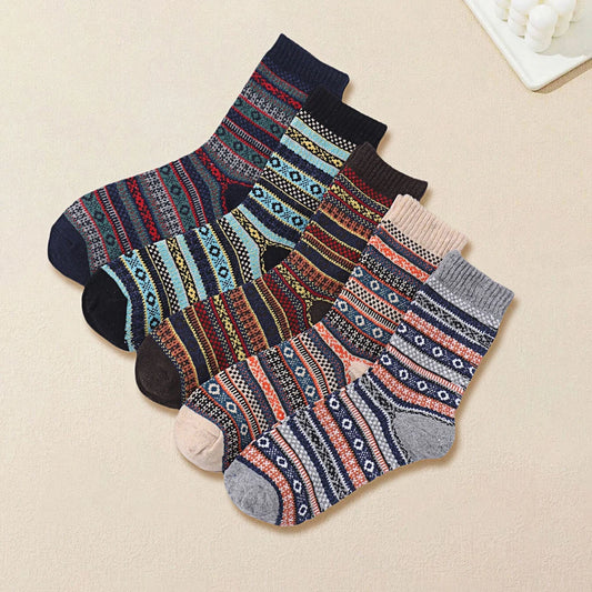 Kerstsokken warme dames sokken met retro winterprint WZ-263
