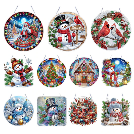 Diamond Painting Kerstkrans raamdecoratie met strass steentjes