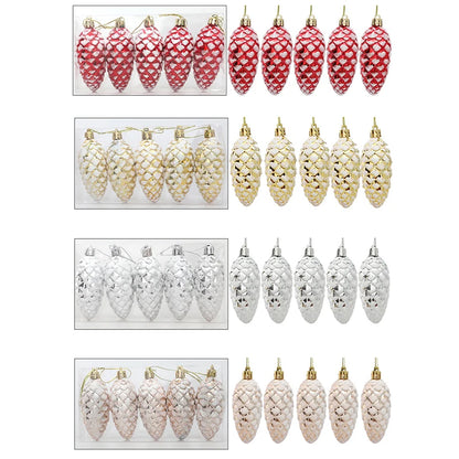 Kerstboom ornamenten dennenappel ballen set van 5 kerstdecoratie hangers