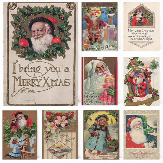 Kerst schilderij vintage kerstman op canvas – klassieke victoriaanse kerstdecoratie