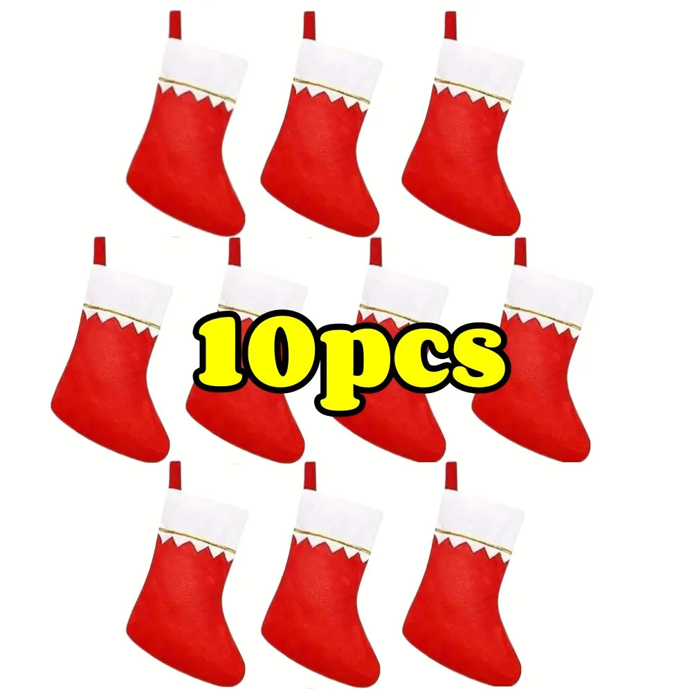 Kerst sok (decoratief) rood vilt met gouden rand – feestelijke haarddecoratie - 10-20 stuks