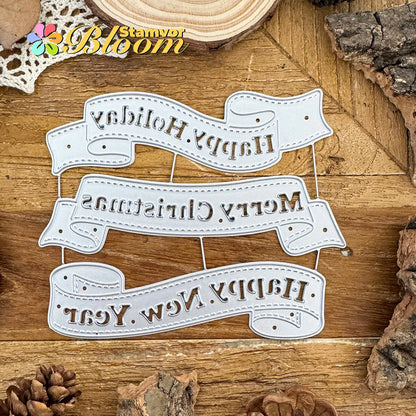 Snijmal Kerst Tekstlinten voor Scrapbooking en Kaarten