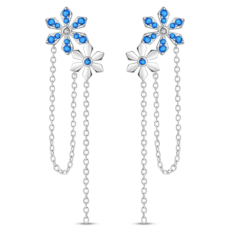 Kerst oorbellen 925 zilver sneeuwvlok met fonkelende zirkonia