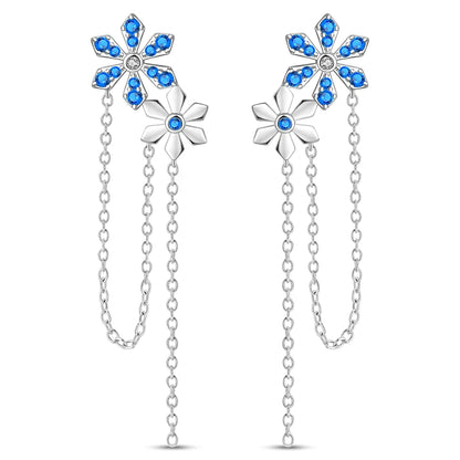 Kerst oorbellen 925 zilver sneeuwvlok met fonkelende zirkonia